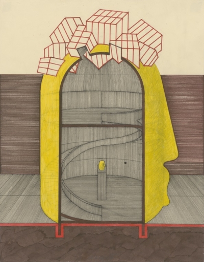 Jozef Jankovič. Project of Representative Sculptor's Studio, 1976. Combined technique on cardboard. Slovak National Gallery